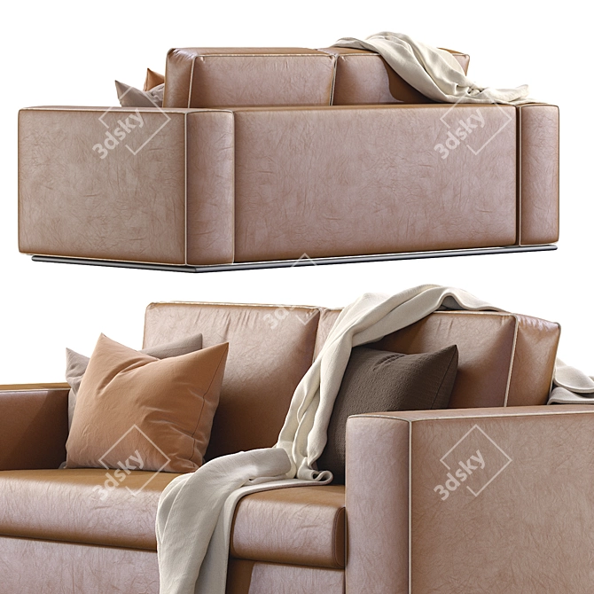 Elegant Alhambra Leather Sofa 3D model image 2