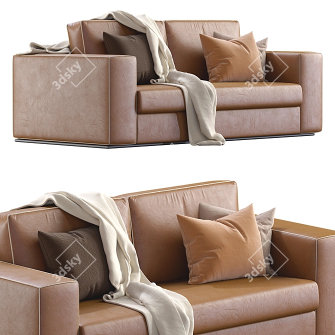 Elegant Alhambra Leather Sofa 3D model image 3
