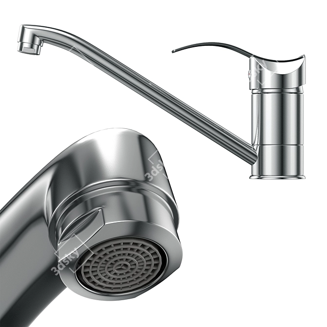 Sleek Chrome Faucet 3D model image 2