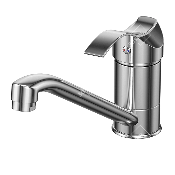 Sleek Chrome Faucet 3D model image 5