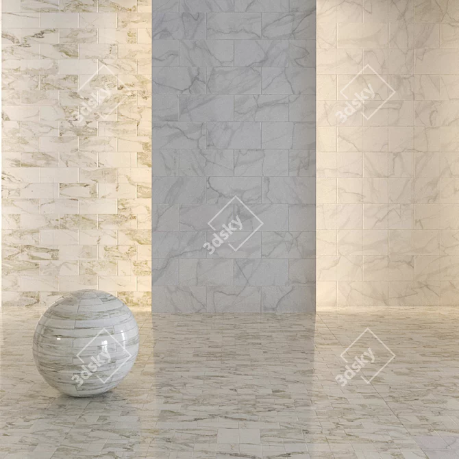 Elegant Marble Tiles 3D model image 1