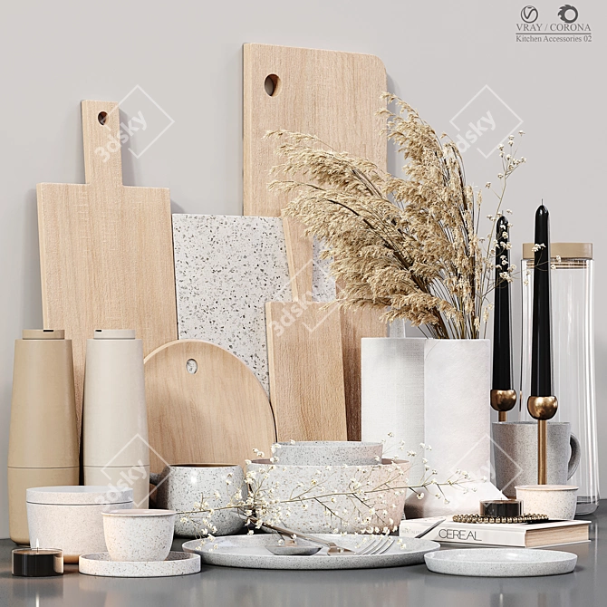 Premium Kitchen Accessories Set 3D model image 1