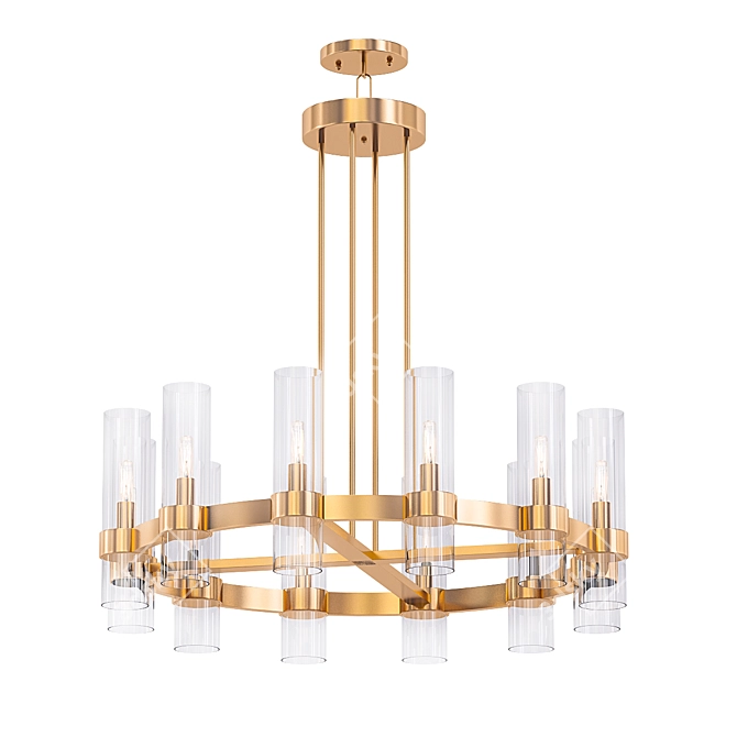 Elegant 12-Light Gallery Chandelier 3D model image 1