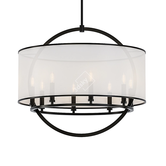 Elegant Organza Drum Chandelier 3D model image 1