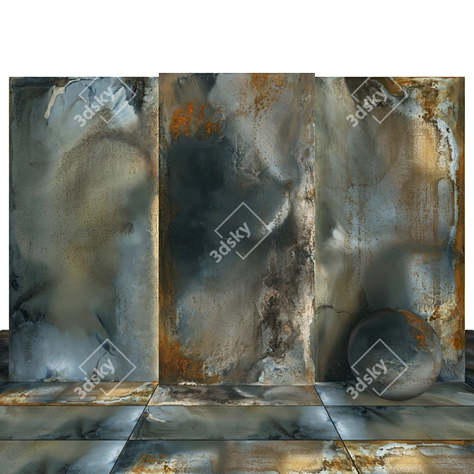 Industrial Iron WallCover with 6 Textures 3D model image 1