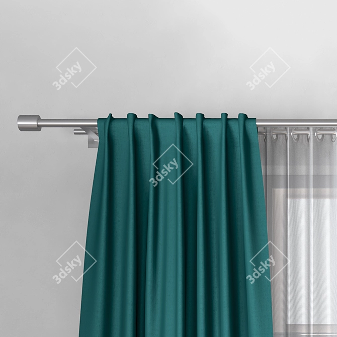 Adjustable Brushed Steel Curtain Rod 3D model image 2