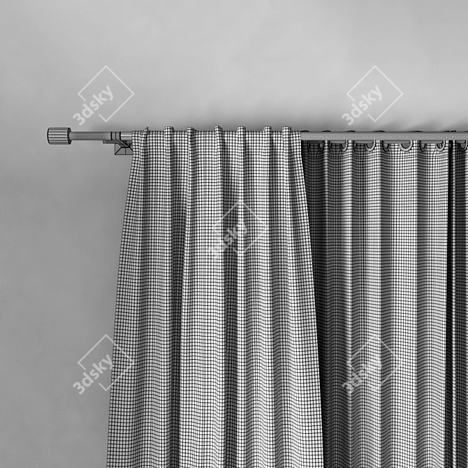 Adjustable Brushed Steel Curtain Rod 3D model image 3