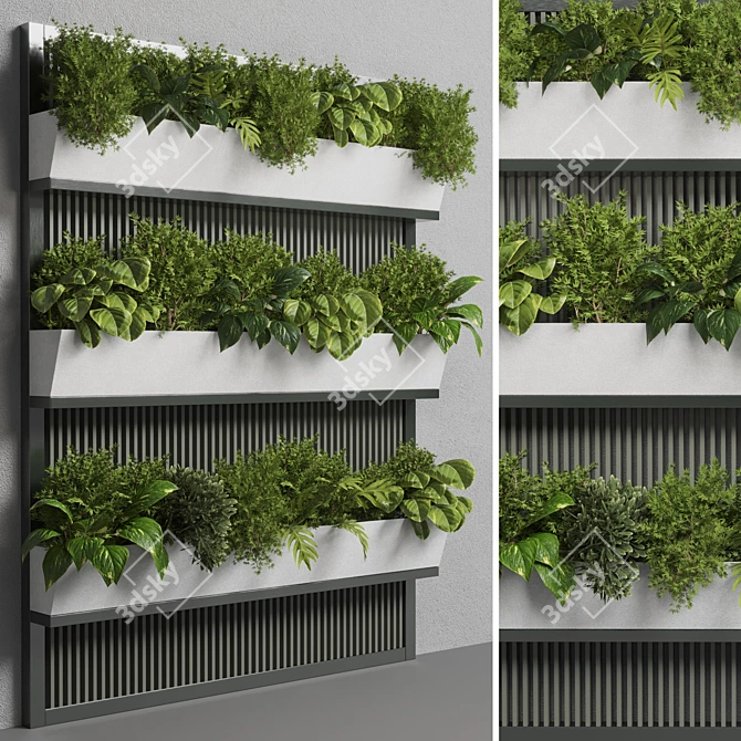 Modern Metal Wall Vase for Indoor Plants 3D model image 1