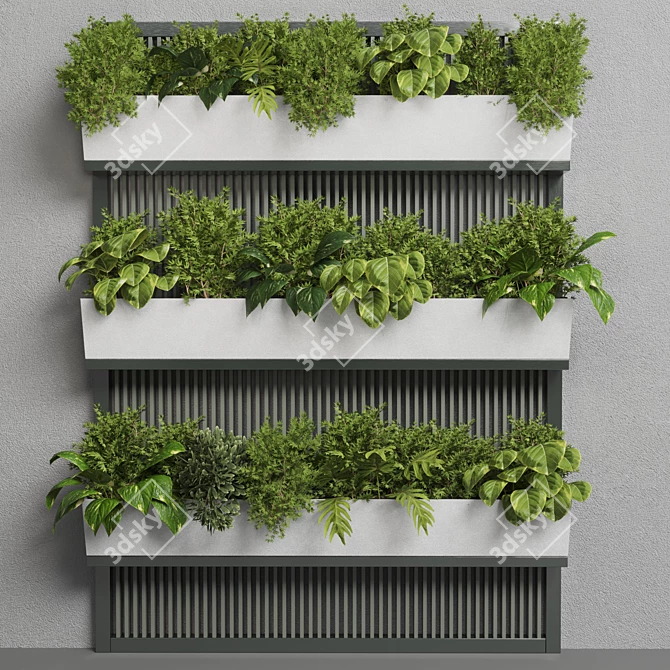 Modern Metal Wall Vase for Indoor Plants 3D model image 2