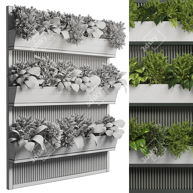 Modern Metal Wall Vase for Indoor Plants 3D model image 4