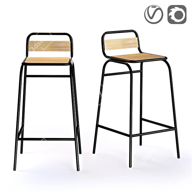 Vintage High Garden Chair Hiba 3D model image 1