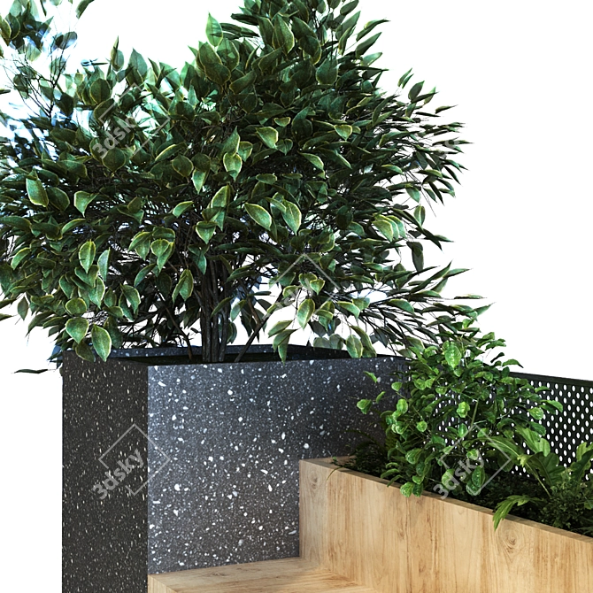 Boxed Garden: Plant Set with Bench 3D model image 3