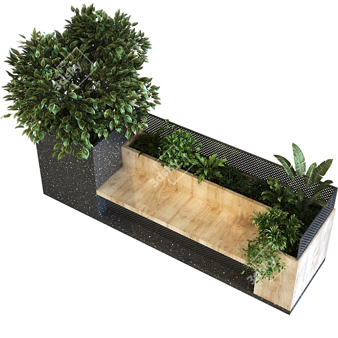 Boxed Garden: Plant Set with Bench 3D model image 4