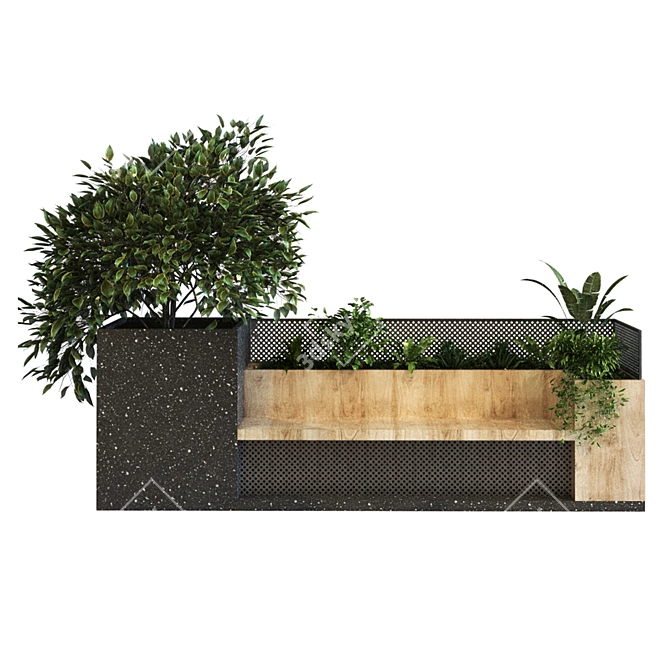 Boxed Garden: Plant Set with Bench 3D model image 6