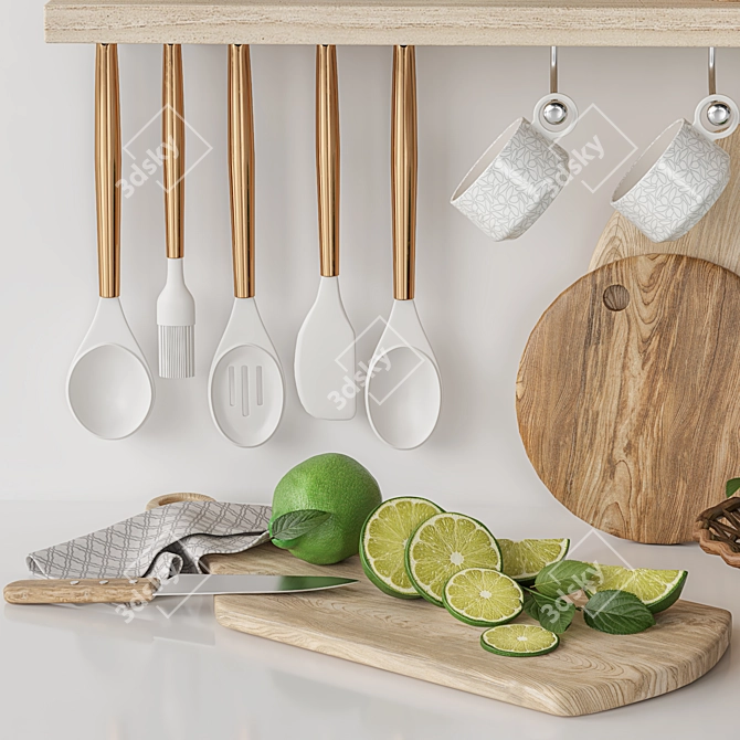 Modern Kitchen Accessories Set 3D model image 3