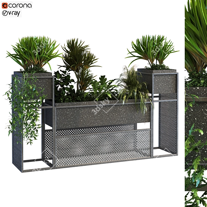 Greenery Box Set 066: Indoor Plant in Stylish Display 3D model image 1