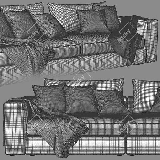 Sophisticated Linteloo Hamptons 2-Seater Sofa 3D model image 4