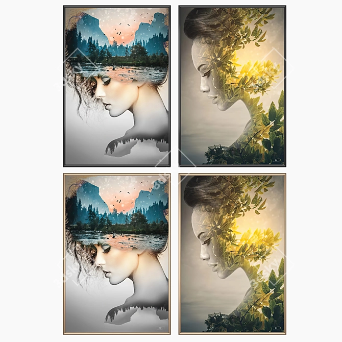 Artistic Wall Painting Set 3D model image 2