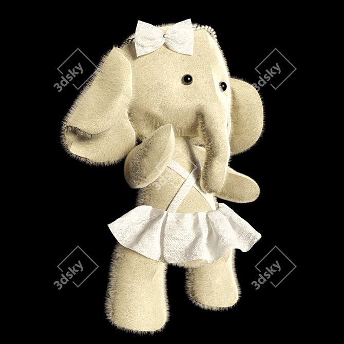 Cozy Teddy Elephant Fur Toy 3D model image 3