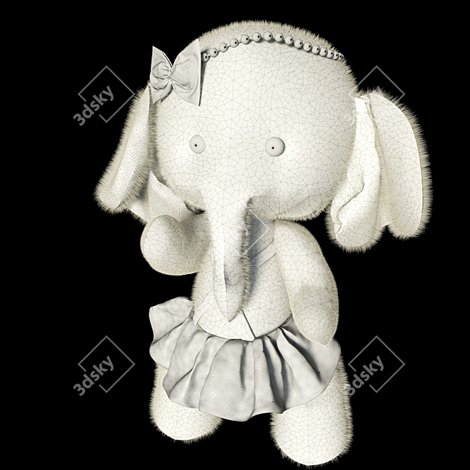 Cozy Teddy Elephant Fur Toy 3D model image 4