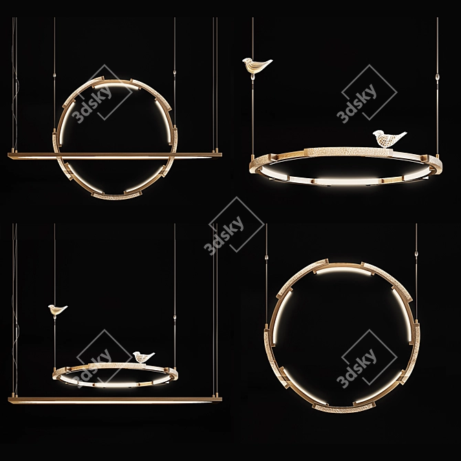 Sleek Metal Chandeliers 3D model image 1