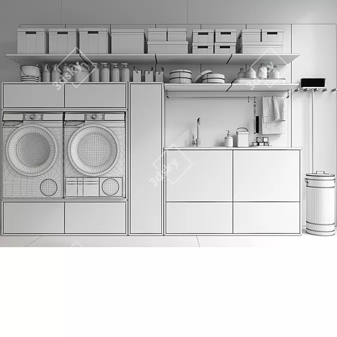 Modern Laundry Room Set 3D model image 5