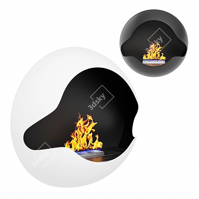 Modern Wall Mounted Bio Fireplace 3D model image 1