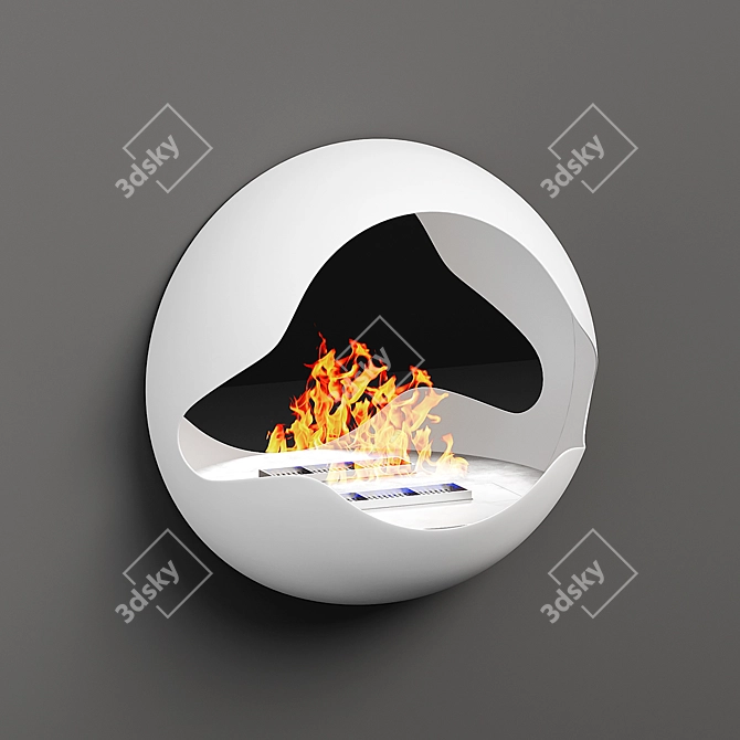 Modern Wall Mounted Bio Fireplace 3D model image 2