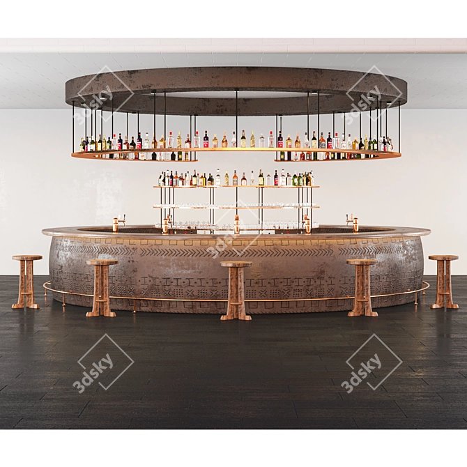 Ethnic African Pottery Bar Counter 3D model image 1