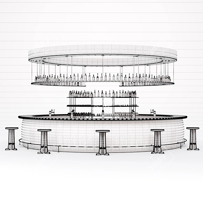 Ethnic African Pottery Bar Counter 3D model image 5