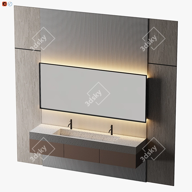 Luxury Bathroom Interior Set 3D model image 3