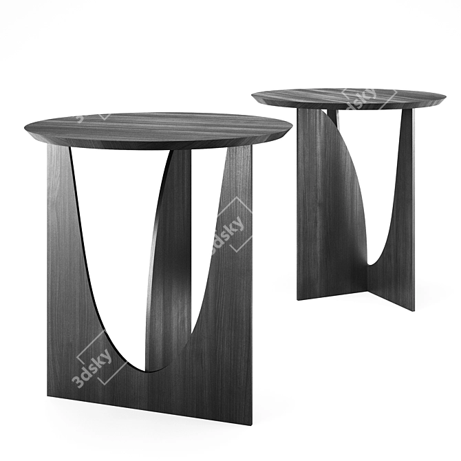 Geometric Oak Side Table by ETHNICRAFT 3D model image 1