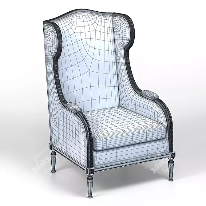 Elegant Wingback Chair: Fabulous Fabric & Wooden Frame 3D model image 5