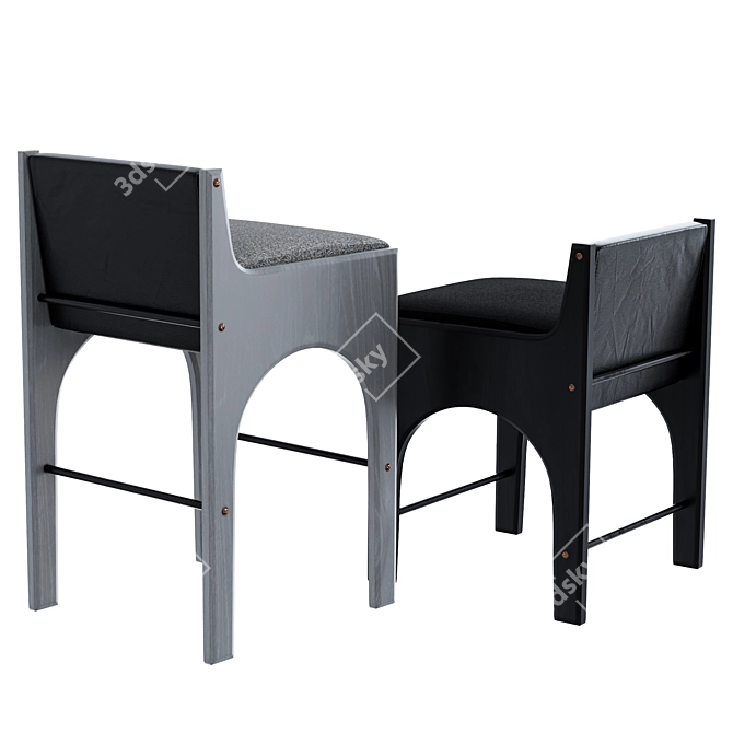 Modern Arc Bar Stool - Sleek & Stylish 3D model image 2