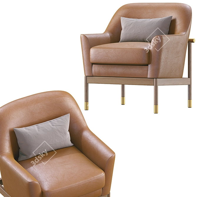 Alperce Leather Armchair: Vintage Elegance for Your Comfort 3D model image 2