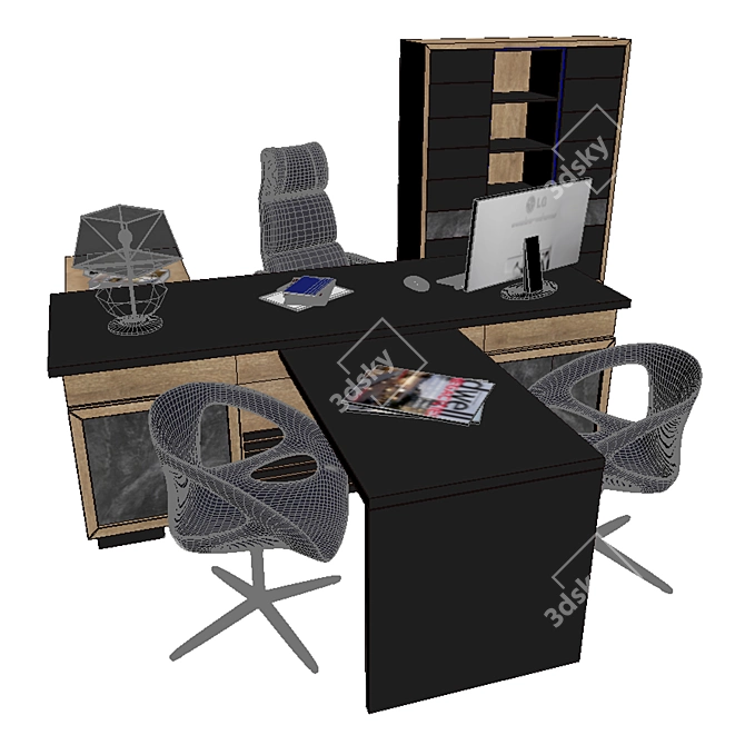 Executive Office Furniture Set 3D model image 4