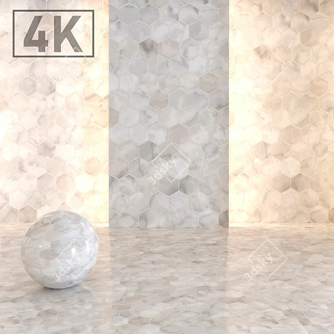 Elegant White Marble Tiles 3D model image 1