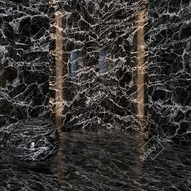 Elegant Black Marble Wallpaper 3D model image 2