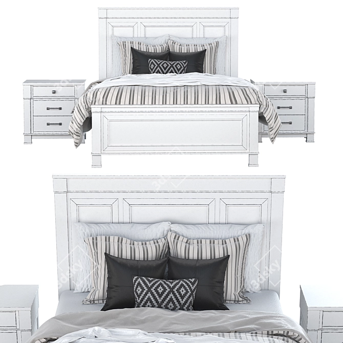 Elegant Jennily Queen Bed Set 3D model image 4