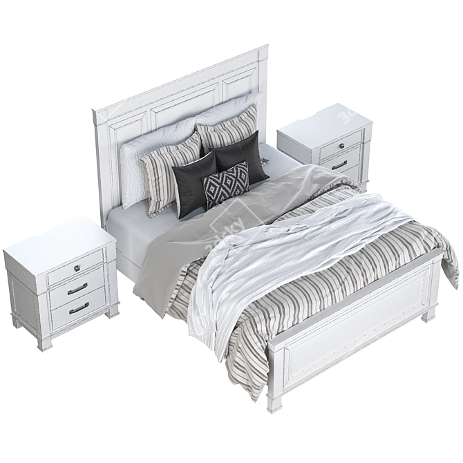 Elegant Jennily Queen Bed Set 3D model image 5