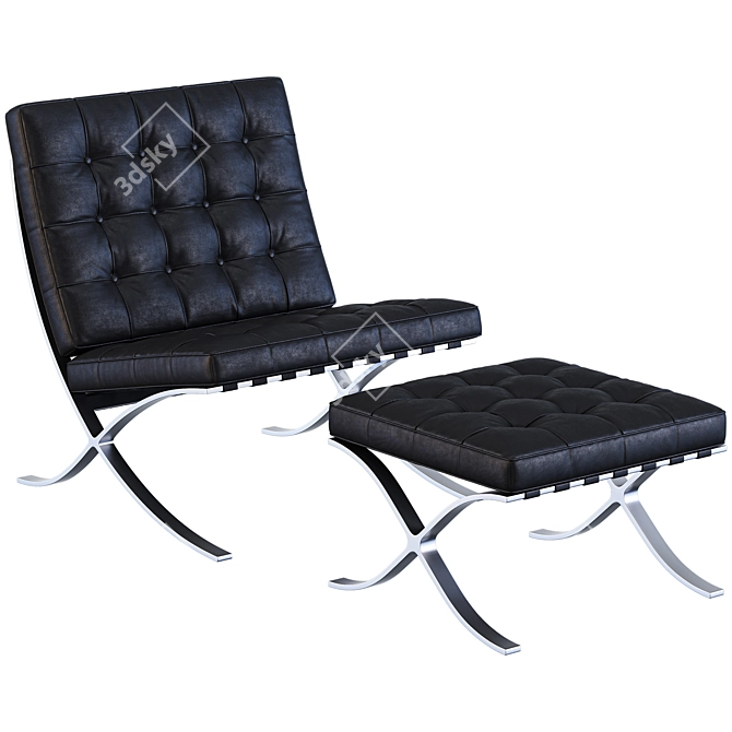 Sleek and Stylish Barcelona Chair 3D model image 6