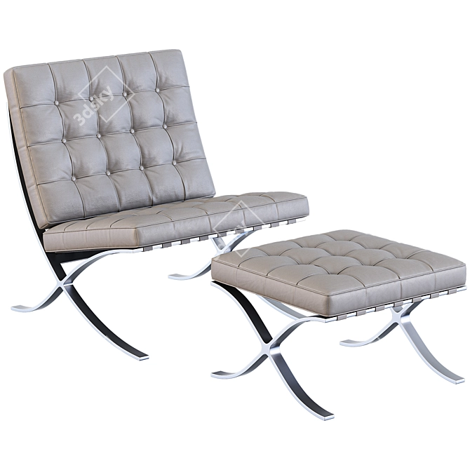Sleek and Stylish Barcelona Chair 3D model image 7