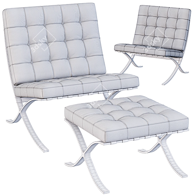 Sleek and Stylish Barcelona Chair 3D model image 8