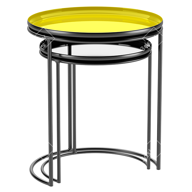 Modern 2-Piece Round Coffee Tables 3D model image 2