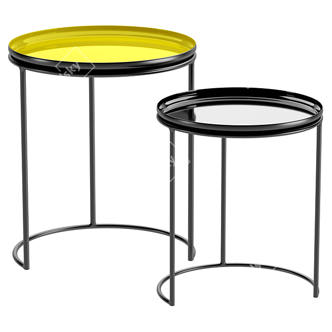 Modern 2-Piece Round Coffee Tables 3D model image 3