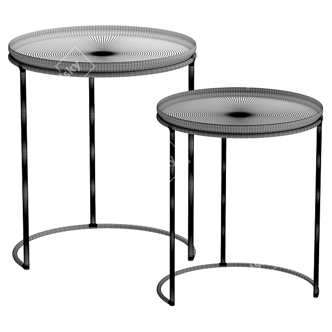 Modern 2-Piece Round Coffee Tables 3D model image 4