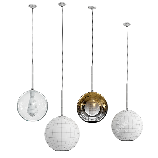 Customizable Glass Chandelier: Elegant Illumination 3D model image 3