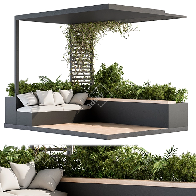 Elevate Rooftop Bliss: Pergola Patio Set 3D model image 1