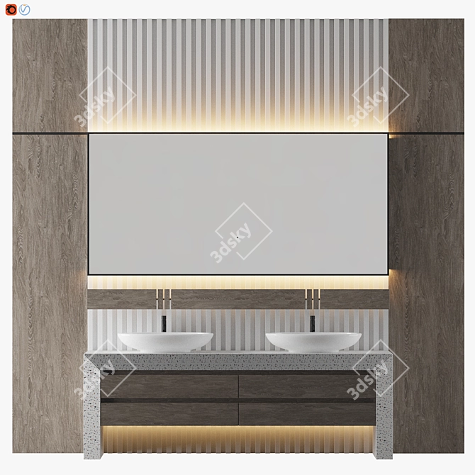 Modern Gray Bathroom Design 3D model image 1