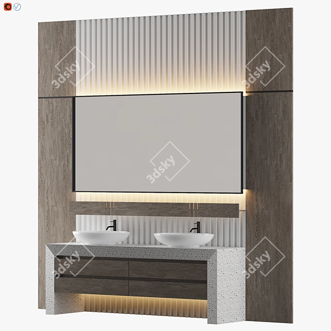 Modern Gray Bathroom Design 3D model image 2